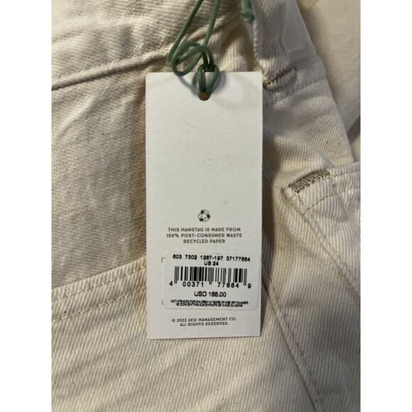 AE77 American Eagle women The Stovepipe Selvedge Jean size 24 Natural Beige $188 - Picture 9 of 12